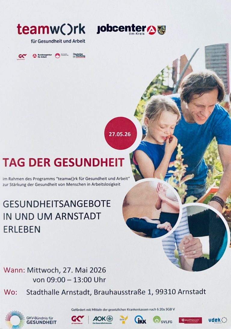 Tag der Gesundheit 2026 in Arnstadt Plakat Tag der Gesundheit in und rund um Arnstadt